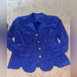 Blue embroidered blazer